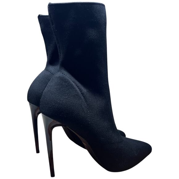 OLIVIA FERGUSON Women's Size 9 Black Heeled Knit Boots Mid Calf Pointed Toe - Picture 4 of 12